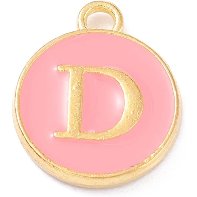 20 colgantes de letras esmaltadas para bisutería (14 x 12 x 2 mm). Orificio: 1,5 mm.