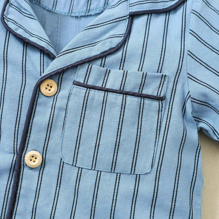DxhmoneyHX Toddler Boys Striped Pajamas Sets Cotton Button Down