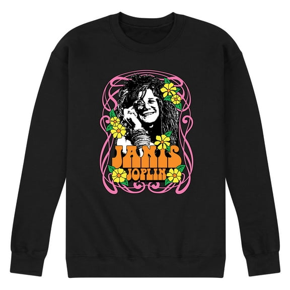 Janis Joplin - Flowers - Men's Crew Neck Fleece Pullover