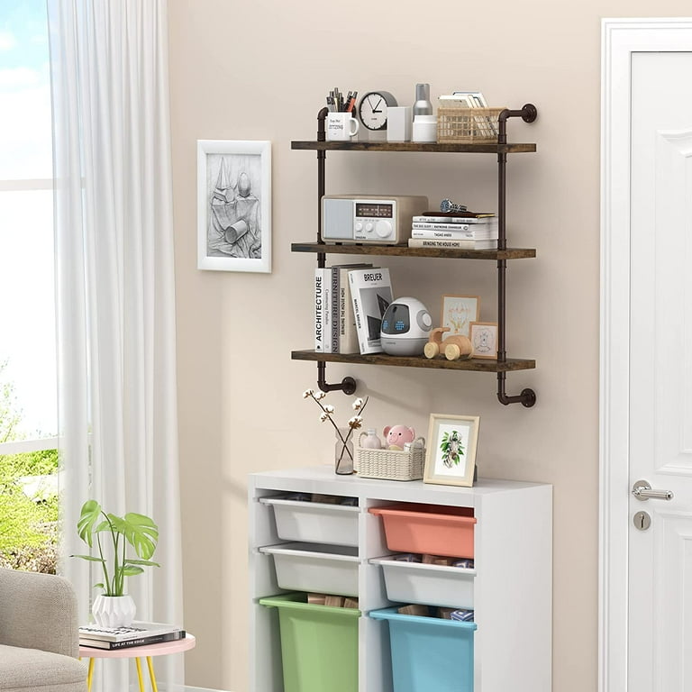 Yodudm Industrial Pipe Shelving Wall Mounted 3 Tier 32 Inch