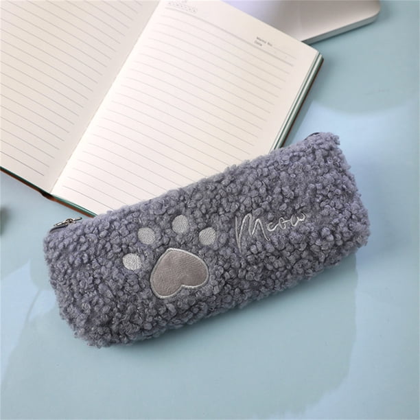 Xihbxyly Estuche con Forma de Corazón y Garra, Diseño de Pelo de Cordero, Material Suave y Acogedor, Gran Capacidad de Almacenamiento, Versátil para Viajes de Oficina, Regalo Perfecto para Amigos, Ta