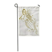 KDAGR Christmas Gold Angel with The Trumpet Flying in Clouds Vector Garden Flag Decorative Flag House Banner 12x18 inch
