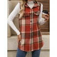thumbnail image 3 of Cuteduck Womens Sleeveless Plaid Vest Wool Blazer Jackets Cardigan Outerwear Fall Winter Tops, 3 of 7