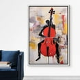 thumbnail image 3 of IDEA4WALL Framed Canvas Print Wall Art Cellist Playing Cello Wall Decor Vintage Classic Colorful Print Street Artisc Artwork Multicolor Contemporary for Home Decoration - White 16"x24", 3 of 5