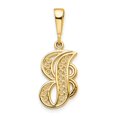 thumbnail image 1 of Diamond2Deal 14K Yellow Gold Script Filigree Letter J Initial Pendant for Women, 1 of 6