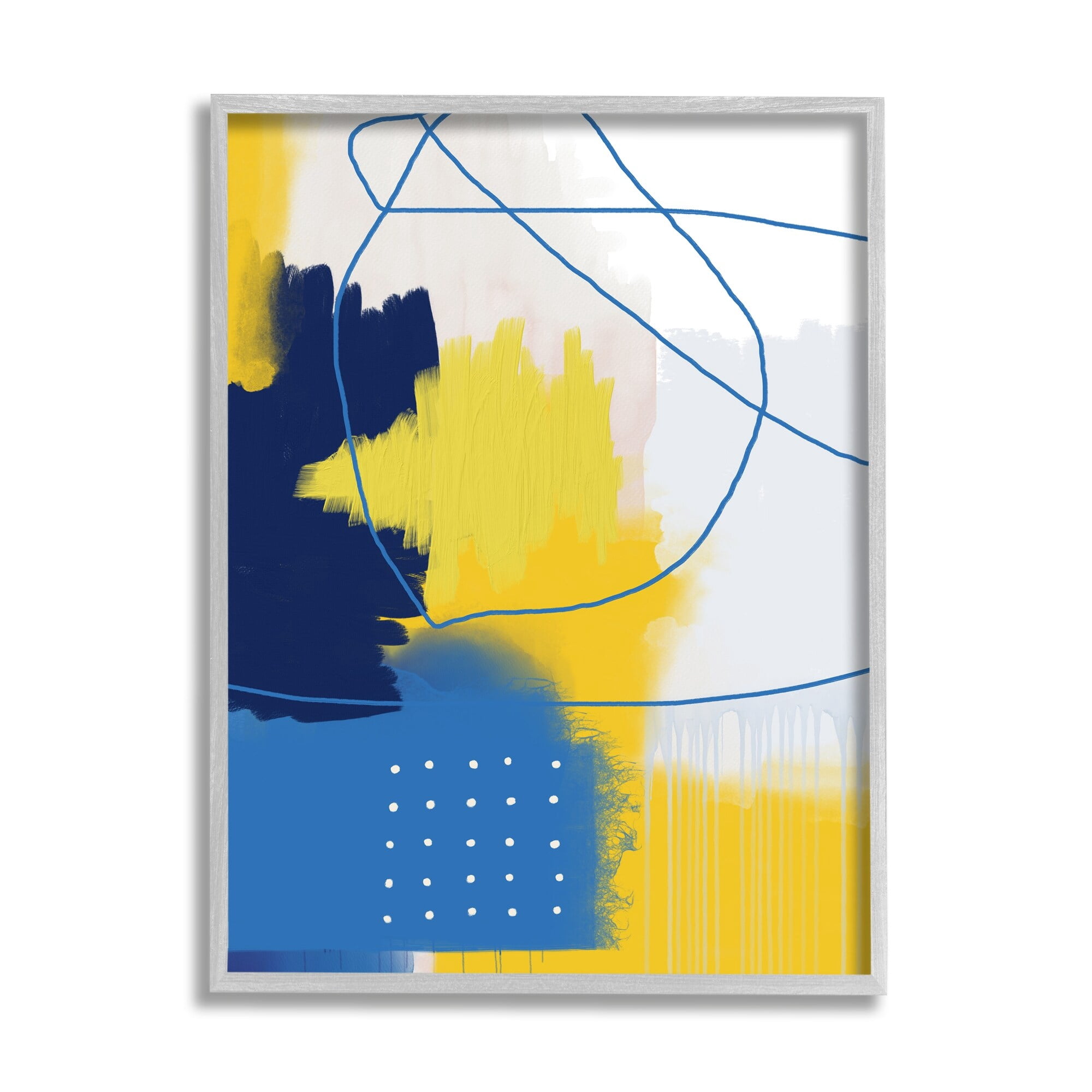 Stupell Industries Bold Lively Shapes Modern Blue Yellow Abstract Collage, 11 x 14, Design by Urban Epiphany