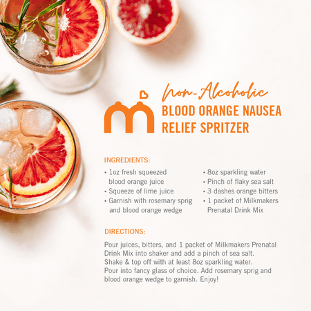 Munchkin Milkmakers Prenatal Drink Mix for Morning Sickness & Nausea Relief + Immune Support, Blood Orange, 14 Count