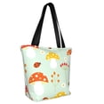 thumbnail image 2 of Easygdp Mushroom Bee Stylish Canvas Handbag Shoulder Tote Bag, Shopping Bag with Zip, Suitable for Buying Groceries, Office, Fitness, 2 of 9