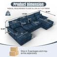 thumbnail image 2 of Wiilayok 110" U Shaped Cloud Couch Modular Sectional Couches for Living Room Fluffy Chenille Deep 4 Seat Sofa Set with Double Chaise & Memory Foam, Blue, 2 of 9