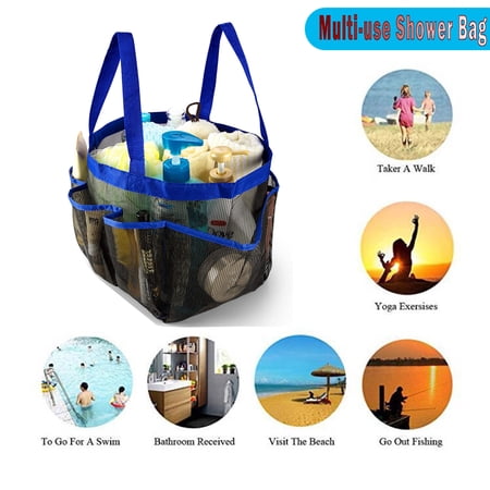 MAINYU Mesh Shower Caddy Tote Bag 8 Pockets  Hanging Portable Toiletry Bag for Men and Women  College Dorm Essentials Quick Dry Bath Organizer for College Dorms  Gym  Camp