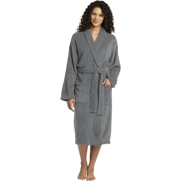 Port Authority Adult Female Women fleece Robe Deep Smoke Small/Medium