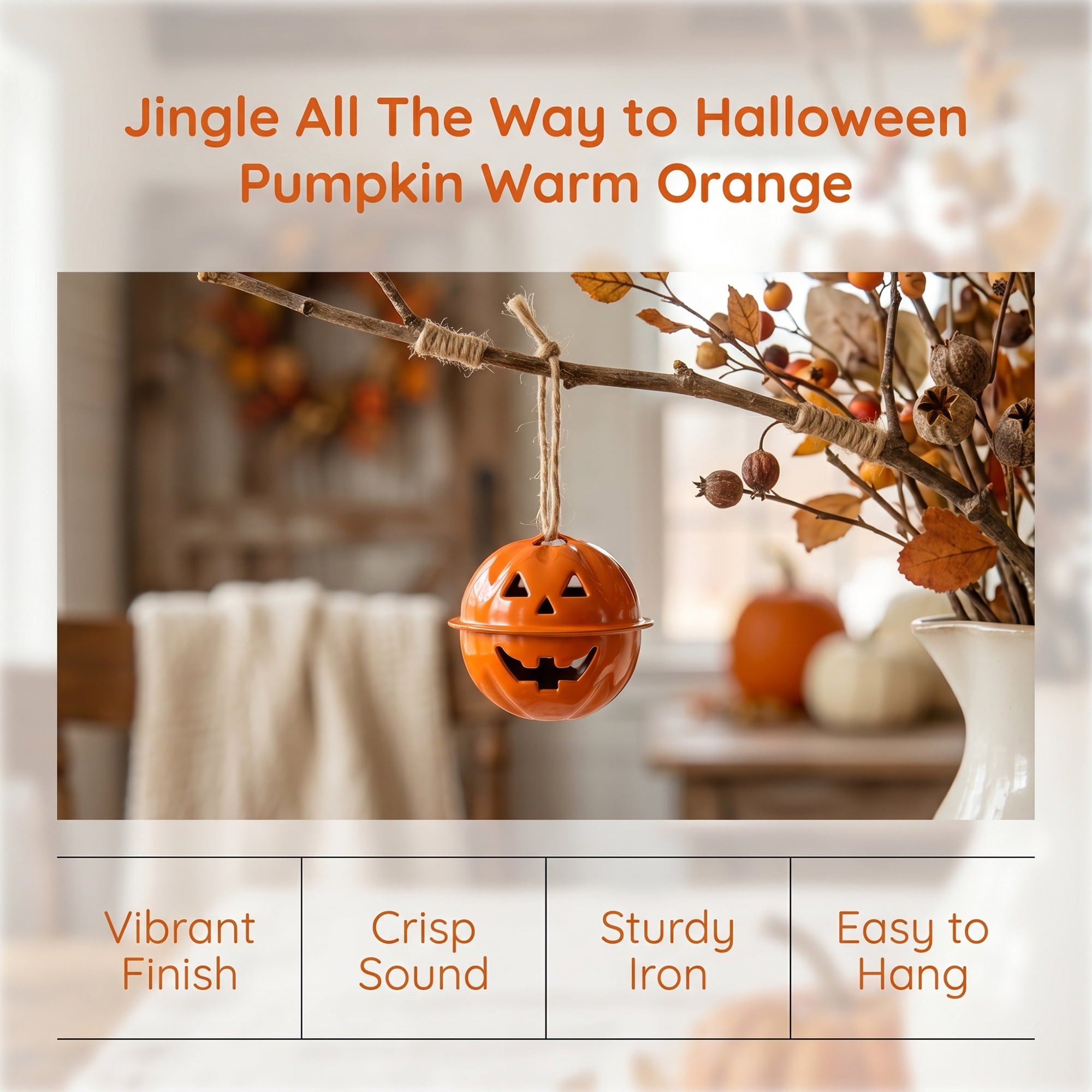 Unique Bargains 10Pcs Pumpkin Halloween Craft Round Bells Orange 1.2" x 1.2" x 1.2"
