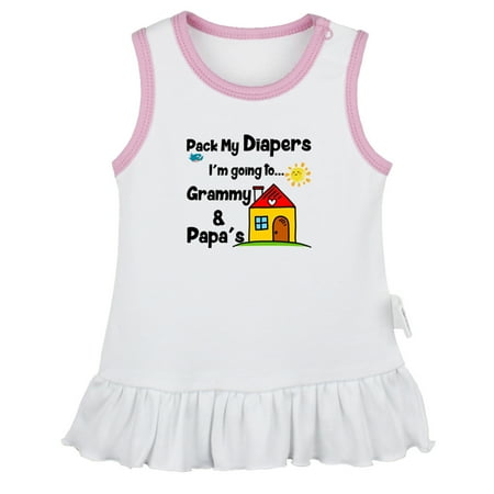 

Pack My Diapers I m going to My Grandparents Home Funny Dresses For Baby Newborn Babies Skirts Infant Princess Dress 0-24M Kids Graphic Clothes (White Sleeveless Dresses 12-18 Months)