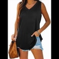 thumbnail image 3 of Camisetas Sin Mangas con Cuello en V para Mujer, Color Negro, Talla L, 3 of 6