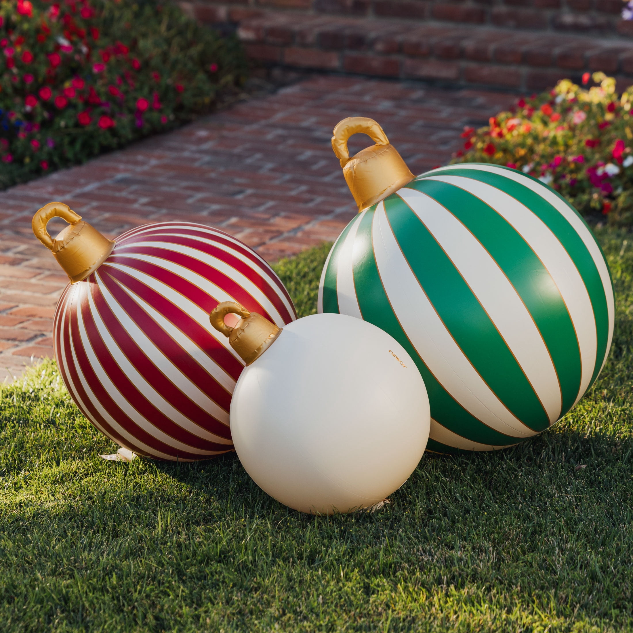 Funboy 3 Stripe Ornament Set - Colorful Yard Inflatables for Holiday Decor