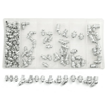 Hydraulic Tube Fittings - 110x greasegunmouth Assortment Straight/45°/90° Metric Hydraulic Grease Gun Nipple Zerk Fitting