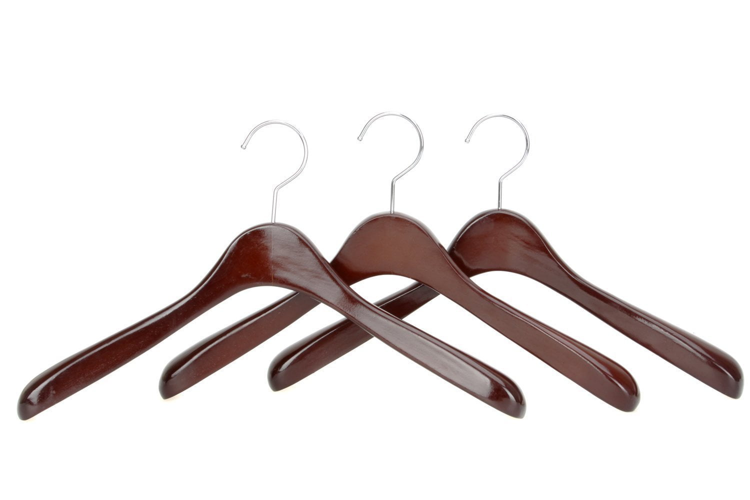 J.S. Hanger Wide Shoulder Coat Hanger, 3Pack, Wooden