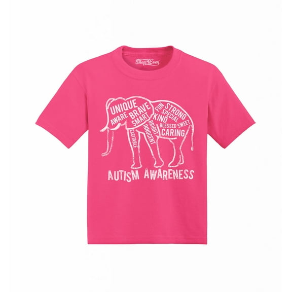 Shop4Ever Autism Awareness Elephant Toddler's Cotton T-Shirt 5T/6T Hot Pink