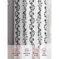 thumbnail image 6 of Black Spring Leaves Sheer Curtains 45 Inch Length 2 Panels Set, Pastoral Botanical Striped Flowers Voile Window Treatment Rod Pocket Small Kitchen Curtains Drapes for Bedroom 52"x45"x2, 6 of 7