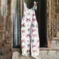 thumbnail image 2 of QATAINLAV Womens Valentines Day Cotton Linen Jumpsuits Fashion Pink Ribbon Printed Holiday Rompers Loose Fit Adjustable Strap Wide Leg One Piece Pants Multicolor M Lightning Sales, 2 of 6