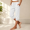 thumbnail image 6 of Womens Brushed Back Fleece Capri Joggers, Lightweight Lounge Sweatpants, Elastic Drawstring Waist, Cropped Running Pants for Petite, Fall Casual Loungewear, 6 of 6