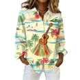 thumbnail image 2 of Hawaiian Shirts for Women Button Down Long Sleeve Floral Print Blouses Casual Summer Tops, 2 of 5