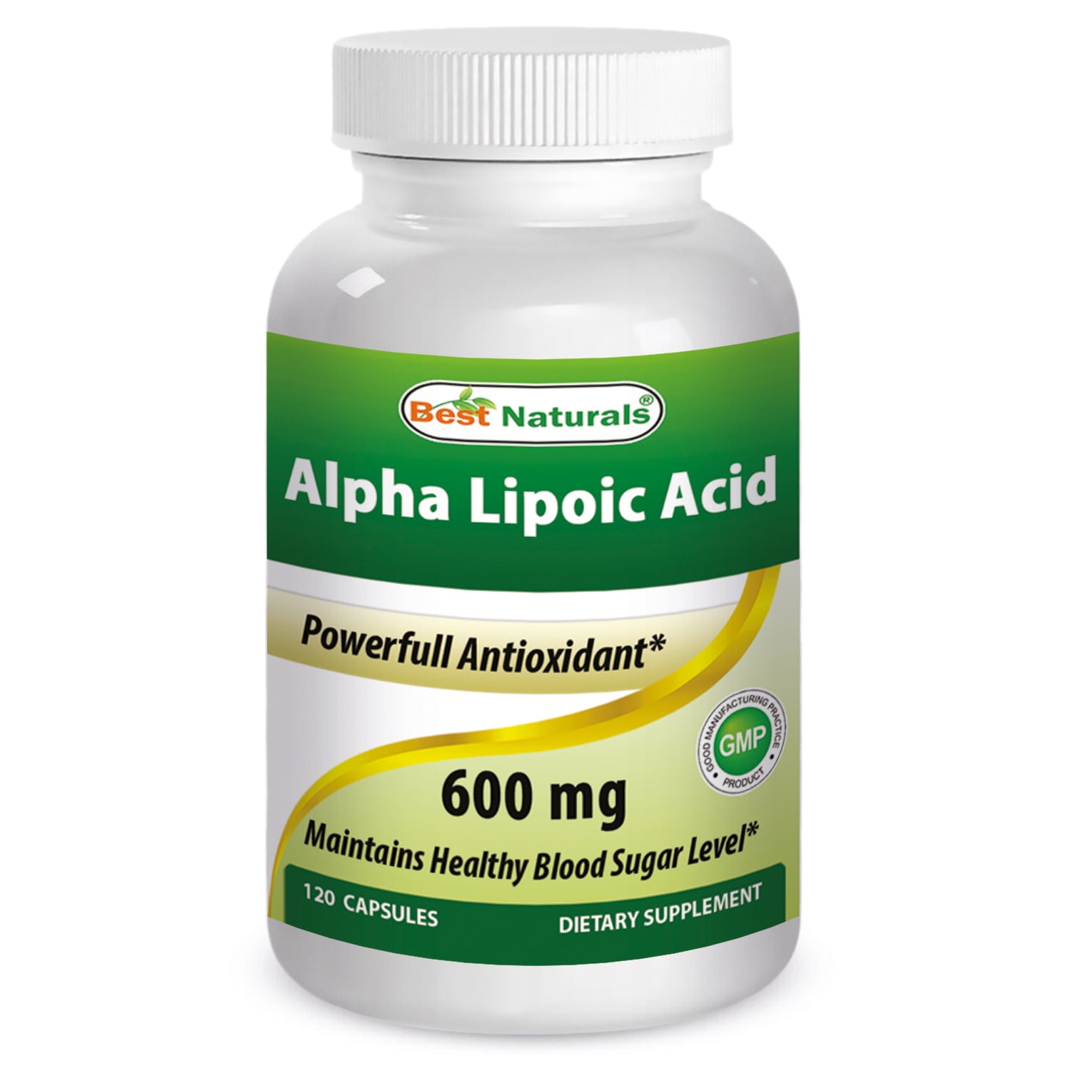 Best Naturals Alpha Lipoic Acid Blood Sugar Management, Dietary Supplements, 600 mg, 120