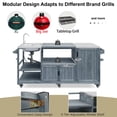 thumbnail image 4 of Harper & Bright Designs Outdoor Kitchen Island with Sink, Solid Wood Outdoor Grill Cart for XL Green Egg Grills, Rolling Outdoor Bar Cart with Stainless Steel Top, for Pizza Prep & BBQ, Grey+Blue, 4 of 19