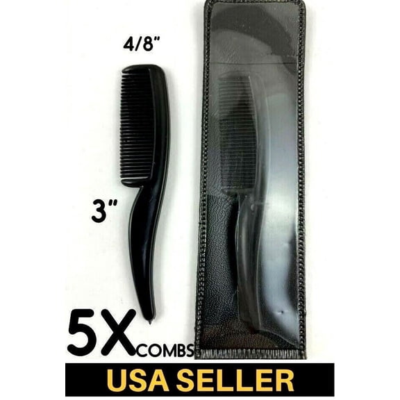 5 Pack-Extra Small Mini Moustache Eyebrow Comb Scalpmaster #SC-9023 Mustache tiny Comb 3" Long & 4/8" Tall Pocket wallet size Travel
