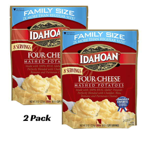 (2 pack) Idahoan Four Cheese Mashed Potatoes Family Size, 8 oz