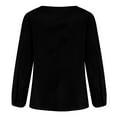 thumbnail image 3 of Breezora Ladies Gold Deep V Neck Long Sleeve T-Shirt Top Casual Fall Winter Soft Stretch Daily Wear Blouse L Size Black, 3 of 5
