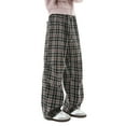 thumbnail image 4 of Mens Classic Plaid Pants Straight Leg Casual Trousers Pleated Front Relaxed Retro Black Pant, 4 of 5