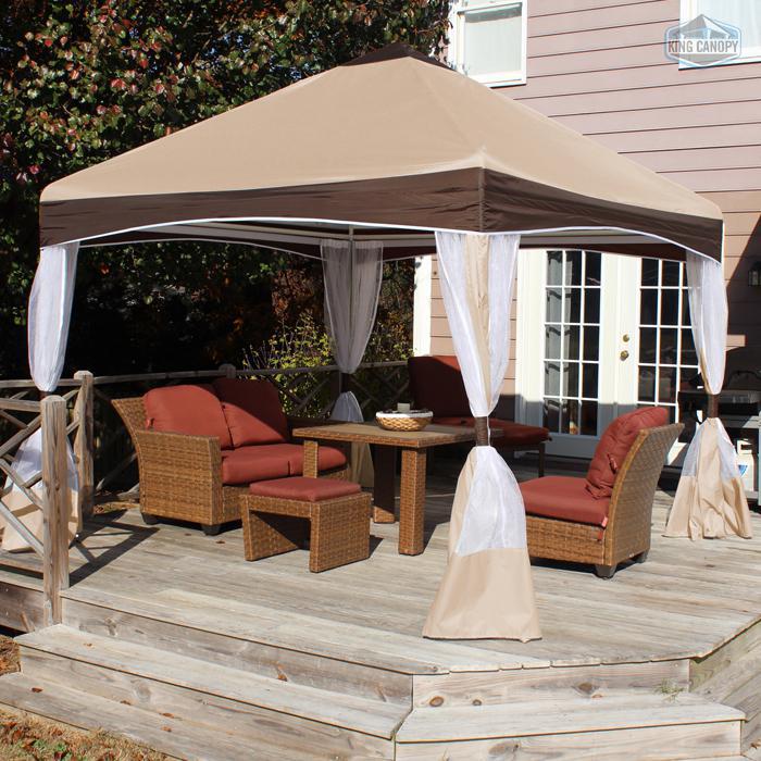 King Canopy Garden Party Backyard Gazebo 13'x13' 4-Leg, Caramel Crème