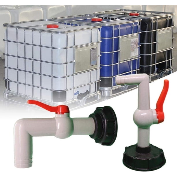 Adaptador Ibc de 90 grados Válvula de grifo S60X6, Adaptador de montaje de grifo para junta de barril de tonelada Adaptador de montaje de barril de tonelada de grifo, para cosechadoras de agua de
