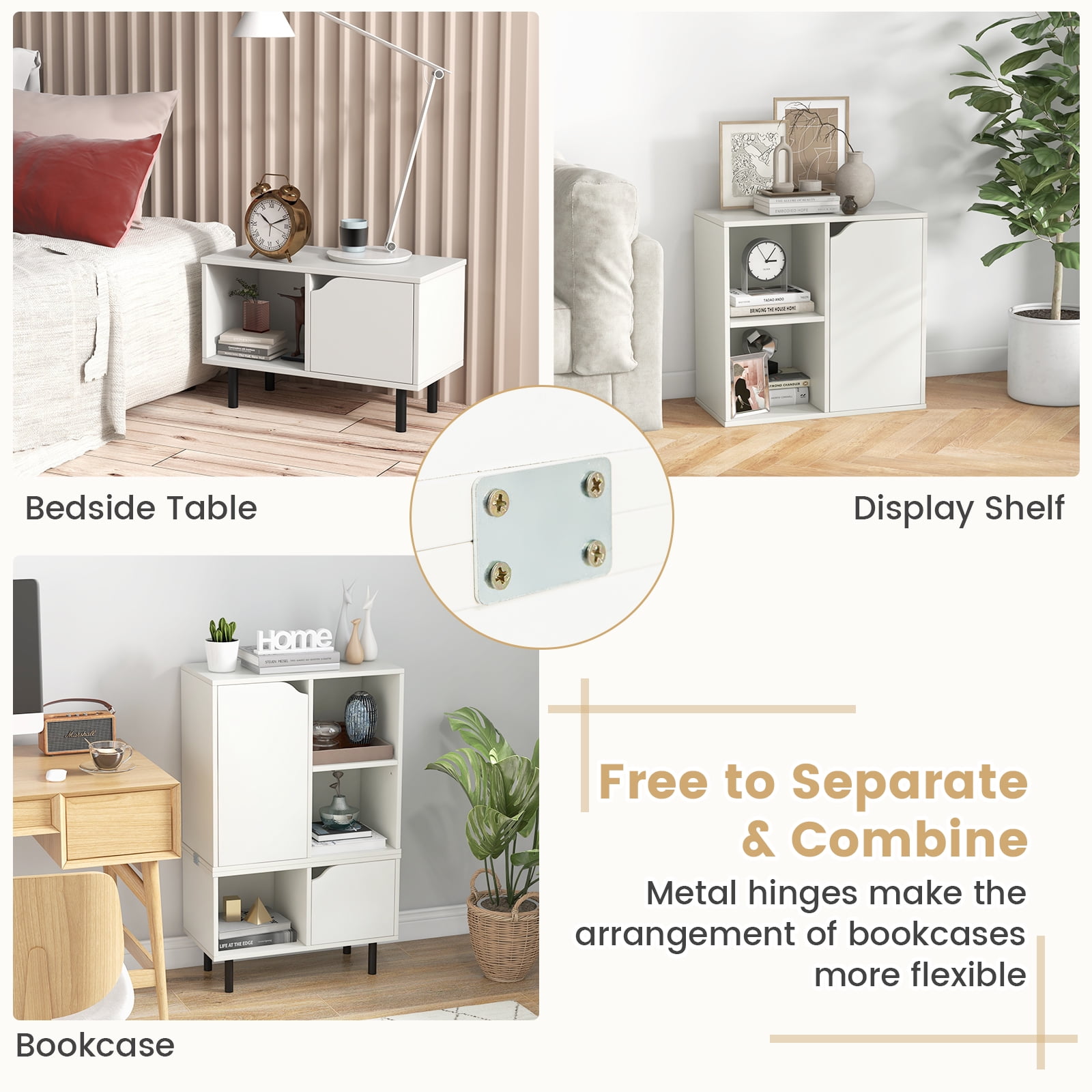 Giantex 5 Cube Stackable Bookcase, Combination Storage Organizer, Cabinet w/Adjustable Shelf