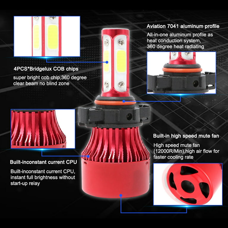 D-Lumina H8/H11 LED Headlight Bulb Canbus 130W 12000LM 6500K, Auto Car Lamp  Lights LED Headlights Conversion Kit, Pack of 2 