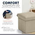 thumbnail image 7 of Ornavo Home 1 Pack Small Storage Ottoman Foldable Collapsible Cube Square Linen Ottoman Foot Rest Stool Seat, for Living Room, Bedroom, Home Office, Dorm - 12 x 12 x 12, Taupe, 7 of 7