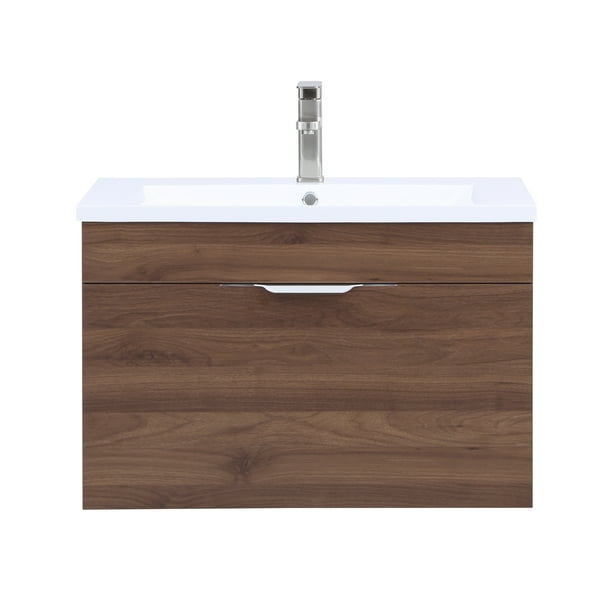 Stufurhome Delilah Walnut 30 Inch Wall Mounted Single Sink Bathroom Vanity No Mirror Com Stufurhome Delilah Walnut 30 Inch Wall, 30 Inch Bathroom Vanity No Sink