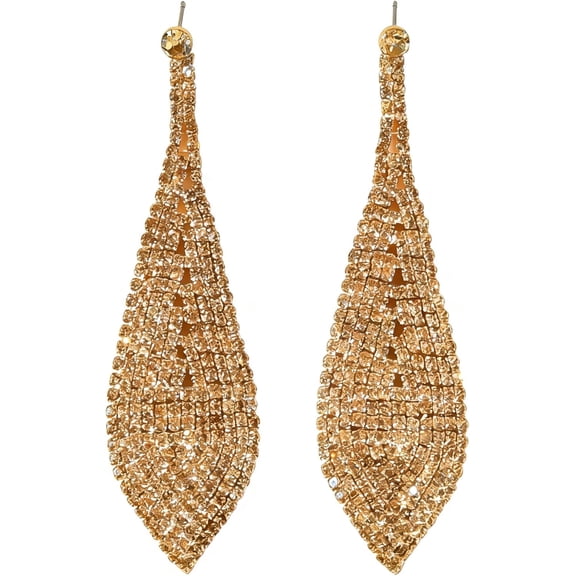 Women's rhinestone earrings, sparkling gold pendant earrings, women's long chandelier earrings, tassel lightweight stud earrings, cubic zirconia (KE023S-W)