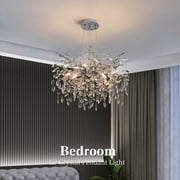 Modern Tree Branch Crystal Chandelier Luxury Silver Crystal Pendant Lighting 23.6 Contemporary 8-Light Chandeliers for Dining Room Kitchen Bedroom Living Room