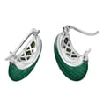 thumbnail image 3 of Chic and Sleek Green Malachite Crescent Moon on Sterling Silver Huggie Earrings, 3 of 5