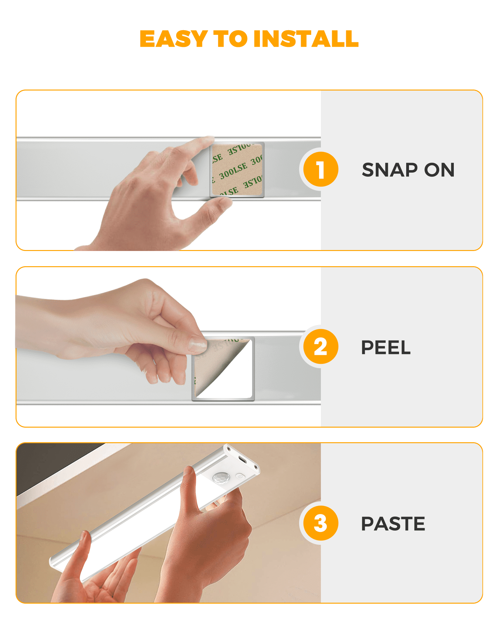 Asoko Motion Sensor LED Under Cabinet Lights, 12 in 3 Color Temperatures, (3 Pack)