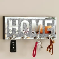 SHYFOY Crystal Clear Hooks Key Holder Key Hanger,Silver Mirror Decoration Wall Art, Wall Mounted Home Decor