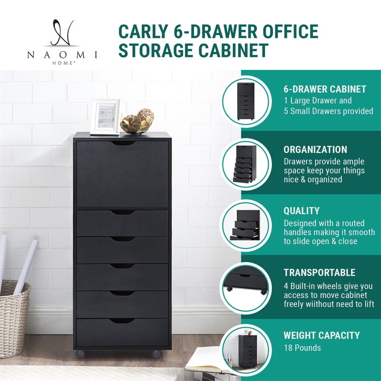 6 Drawer Office Storage File Cabinet Under Desk Storage file