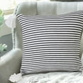 thumbnail image 3 of 20" X 20" Black And White 100% Cotton Striped Zippered Pillow, 3 of 10
