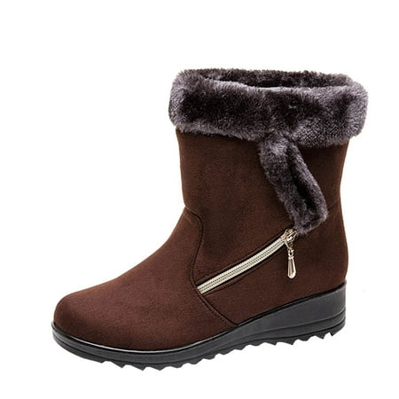 

Holiday Savings! 2022 Feltree Winter New Warm Women s Snow Boots Side Chain Suede Low-heel Casual Women s Shoes Winter Clearance Savings Brown 43