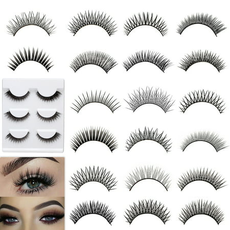 3 Pairs Box Natural Black Handmade Thick Soft Fake False Eyelashes Makeup Tool Women Lady Best Gift (Best Monthly Makeup Subscription Boxes)