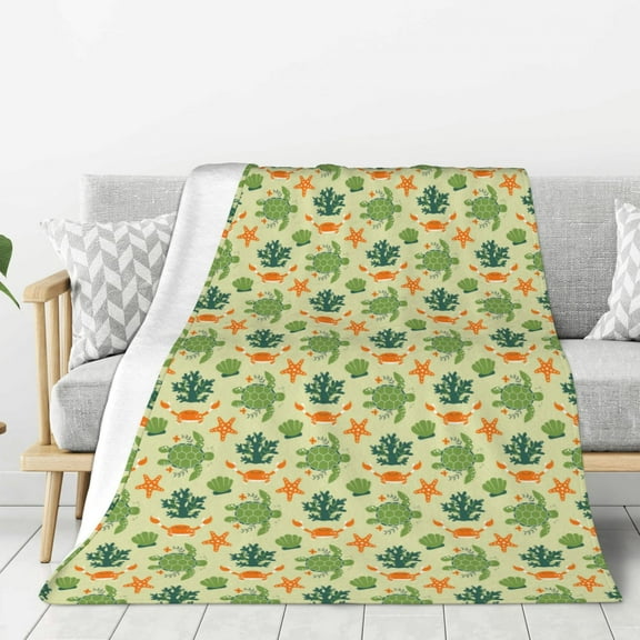 Zeuib Sea Turtle Print Fleece Throw Blanket,Plush Fluffy Large Big Blanket,Soft Lightweight Plush Throw for Couch and Bed, for All Seasons-40"x30"