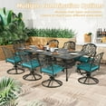 thumbnail image 7 of 9-Piece Patio Dining Set for 8, All Weather Cast Aluminum Outdoor Funiture Table and Chairs Set - 94.5" Rectangular Table and 8 Cushioned Swivel Rocker Chairs, Umbrella Hole, Ocean Blue, 7 of 7