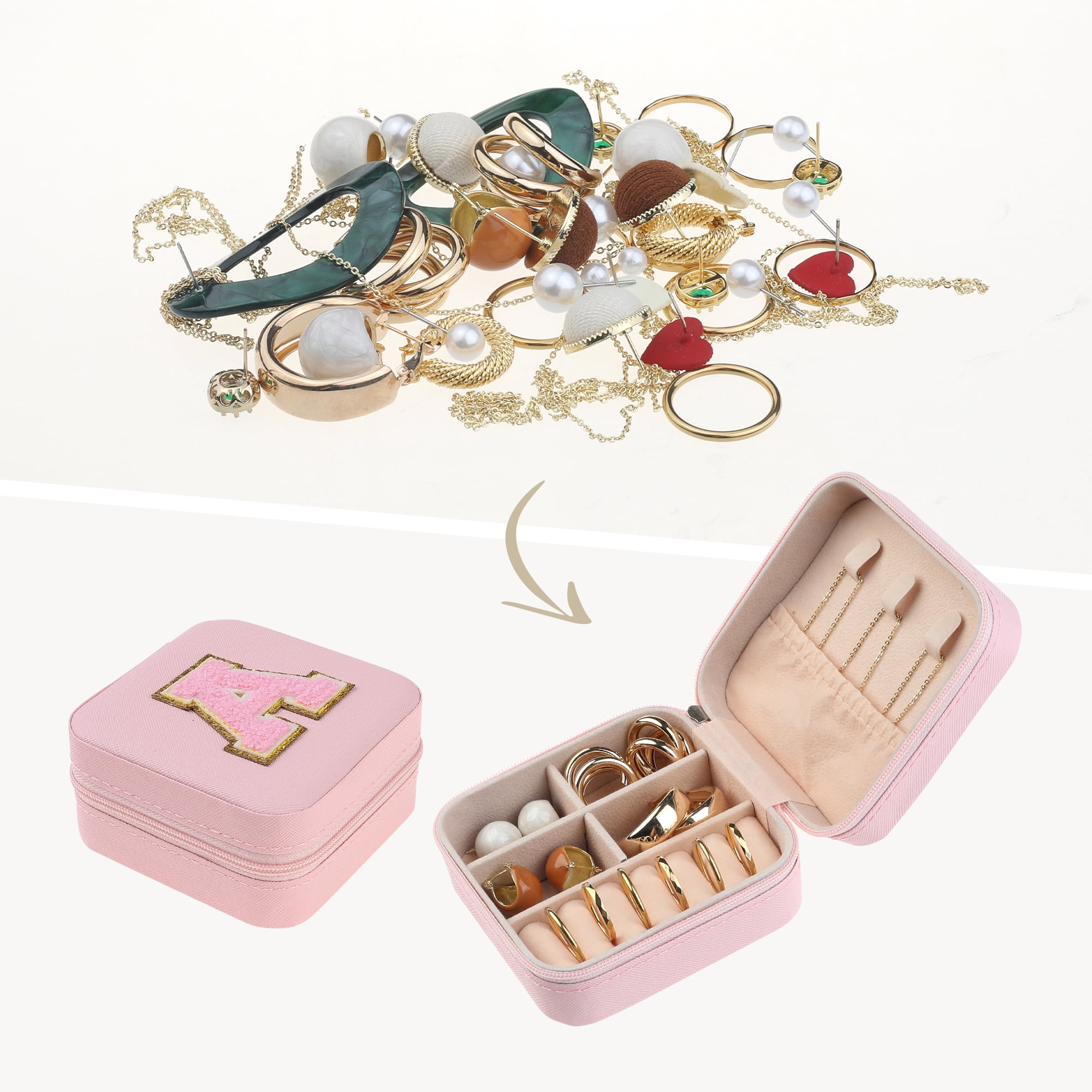 Unique Bargains Jewelry Box Small PU Leather Jewelry Organizer Case Storage Display Holder Pattern A